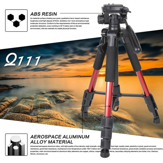 ZOMEI Q111 Professional Portable Travel Aluminum Camera Tripod&Pan Head for SLR DSLR Digital Camera Three color - LioLane Electronic's