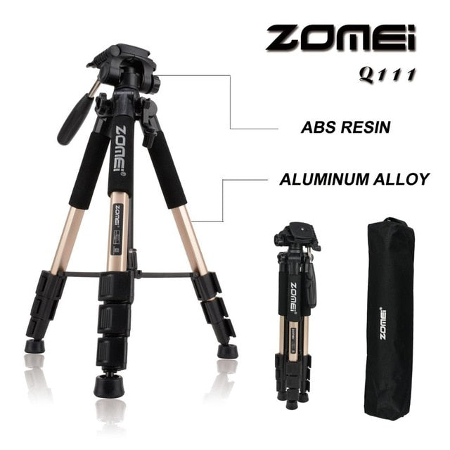 ZOMEI Q111 Professional Portable Travel Aluminum Camera Tripod&Pan Head for SLR DSLR Digital Camera Three color - LioLane Electronic's