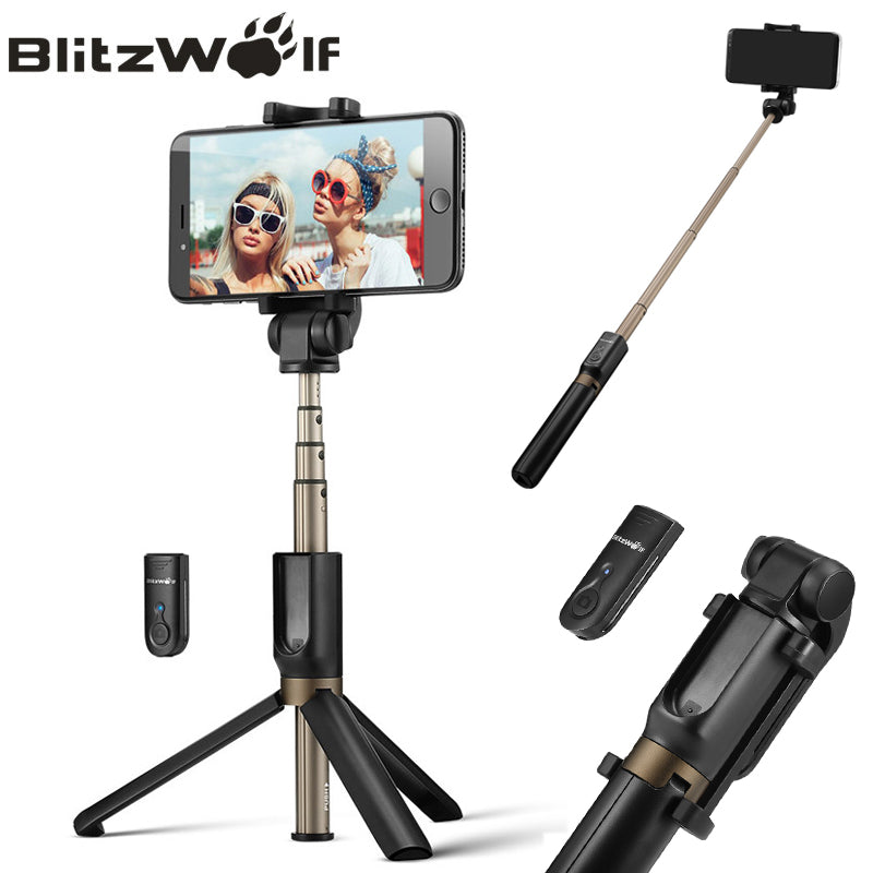 BlitzWolf 3 in 1 Wireless Bluetooth Selfie Stick Tripod Mini Extendable Monopod Universal For iPhone For Samsung Selfie Stick - LioLane Electronic's