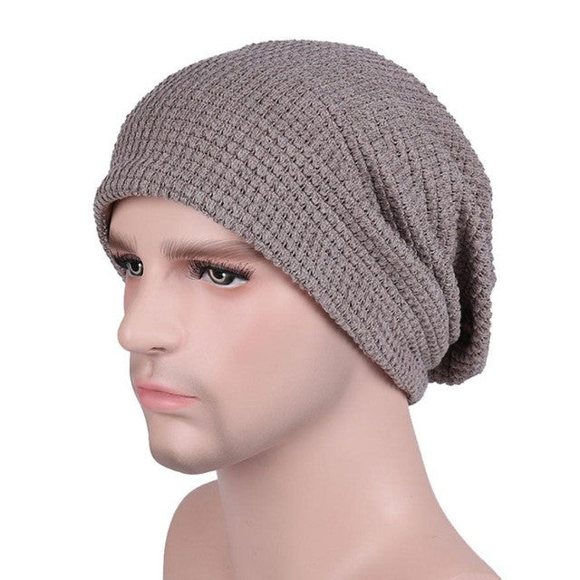 2017 Winter Autumn beanie Outdoor Unisex Warm Crochet Bonnet Hats Knitted Wool Hemming Cap chapeu Skullies Black Gray Khaki - LioLane Electronic's