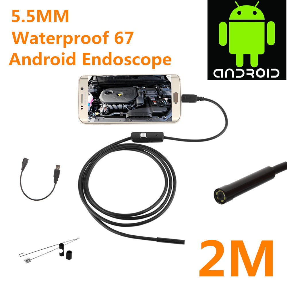 2017 Newest 5.5/7mm Waterproof Mini Android Endoscope USB Wire Snake Tube Inspection Borescope Compatible Android Smartphone PC - LioLane Electronic's