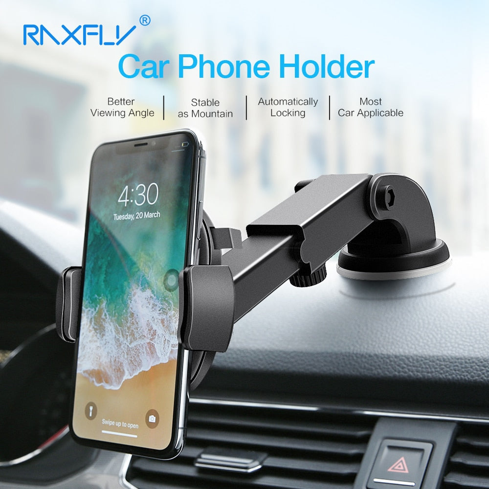 RAXFLY Car Phone Holder For iPhone Samsung 360 Rotation Suction Cup Navigation Car Holder Mobile Phone Holder Car Stand Support - LioLane Electronic's