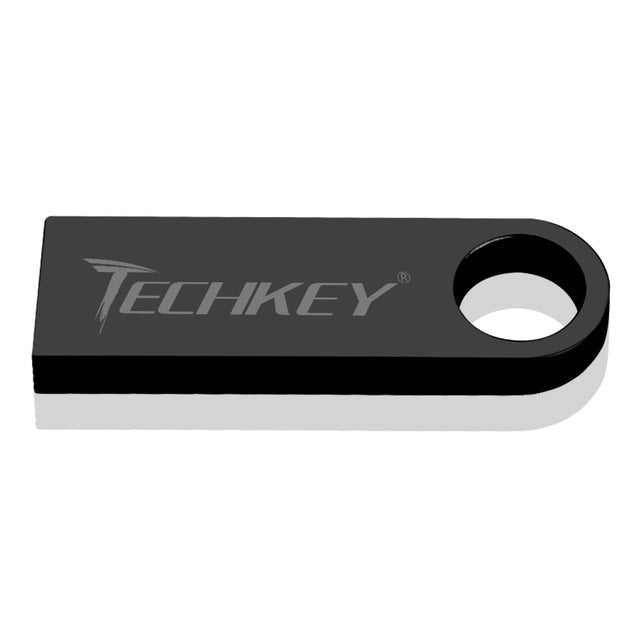 new TECHKEY usb flash drive 64GB 32GB 16GB 8GB 4GB pen drive pendrive waterproof metal silver u disk memoria cel usb stick gift - LioLane Electronic's