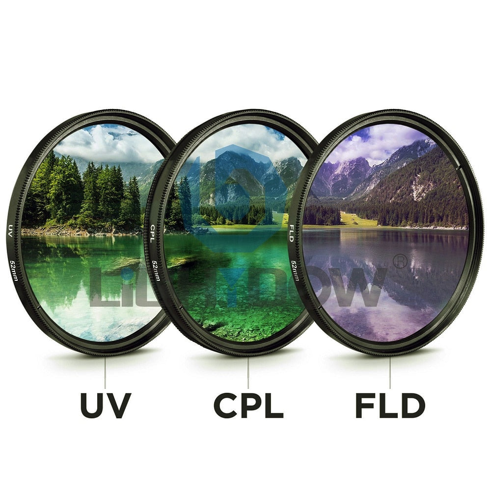 49MM 52MM 55MM 58MM 62MM 67MM 72MM 77MM UV+CPL+FLD 3 in 1 Lens Filter Set with Bag for Cannon Nikon Sony Pentax Camera Lens - LioLane Electronic's
